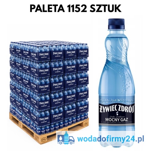 1 PALETA (1152 szt.) Woda Żywiec Zdrój 0,5L Mocny Gaz 1,39/szt. netto paleta wody